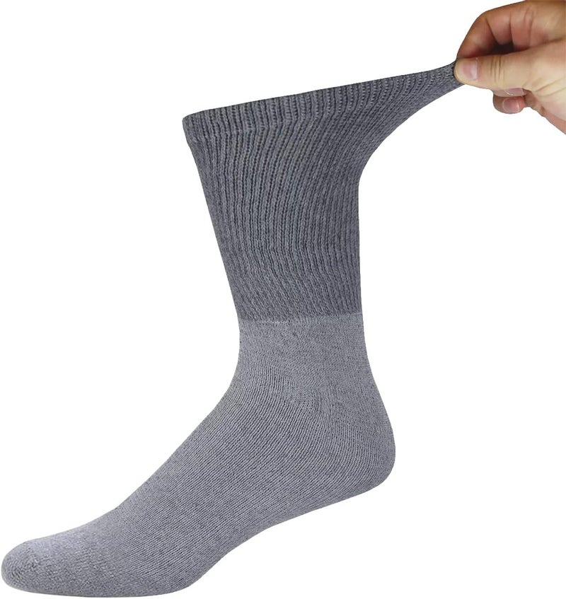 Brooklyn Socks Big and Tall Diabetic Cotton Crew Socks King Size Mens Athletic Crew Socks 1316 Gray  6 pairs - Image 4