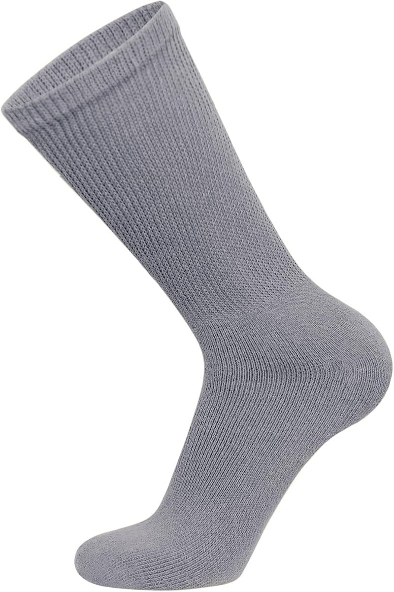 Brooklyn Socks Big and Tall Diabetic Cotton Crew Socks King Size Mens Athletic Crew Socks 1316 Gray  6 pairs - Image 3