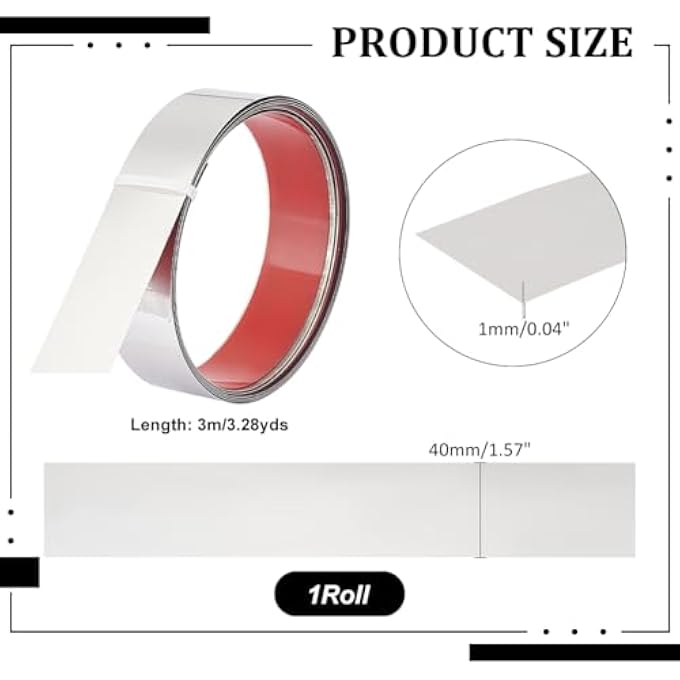 3M WALL MOLDING TRIM STAINLESS STEEL SELF-ADHESIVE FLEXIBLE MOLDING TRIM METAL MOLDING WALL TRIM CEILING MOLDING TRIM PEEL AND STICK TRIM MOLDING FOR WALL MIRROR FURNITURE DOOR,40MM WIDE - Image 3