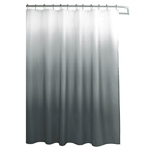 Creative Home Ideas Waffle Weave Shower Curtain Set, 70" x 72", Dark Grey Ombre 13 Piece - Image 2