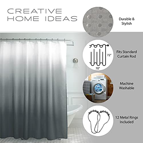 Creative Home Ideas Waffle Weave Shower Curtain Set, 70" x 72", Dark Grey Ombre 13 Piece - Image 5