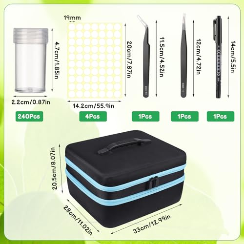 XLSXEXCL Seed Storage Organizer Sturdy Seed Organizer Storage Box Containers Label Stickers Funnel Straight Curved Tip Tweezers for Vegetable Plants Garden 240 Slots - Image 2