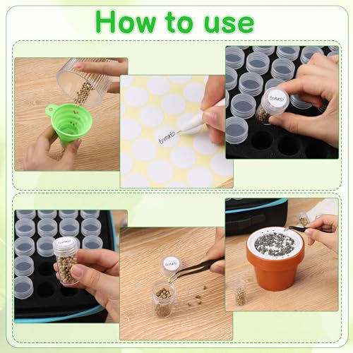XLSXEXCL Seed Storage Organizer Sturdy Seed Organizer Storage Box Containers Label Stickers Funnel Straight Curved Tip Tweezers for Vegetable Plants Garden 240 Slots - Image 4