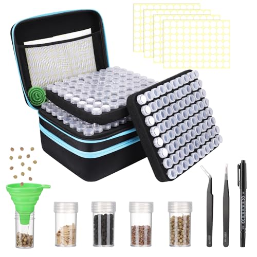 XLSXEXCL Seed Storage Organizer Sturdy Seed Organizer Storage Box Containers Label Stickers Funnel Straight Curved Tip Tweezers for Vegetable Plants Garden 240 Slots - Image 1
