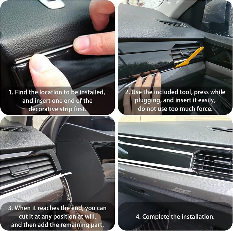 OSIFIT Car Interior Trim Strips - 16.4 ft Silver Decoration - Image 5