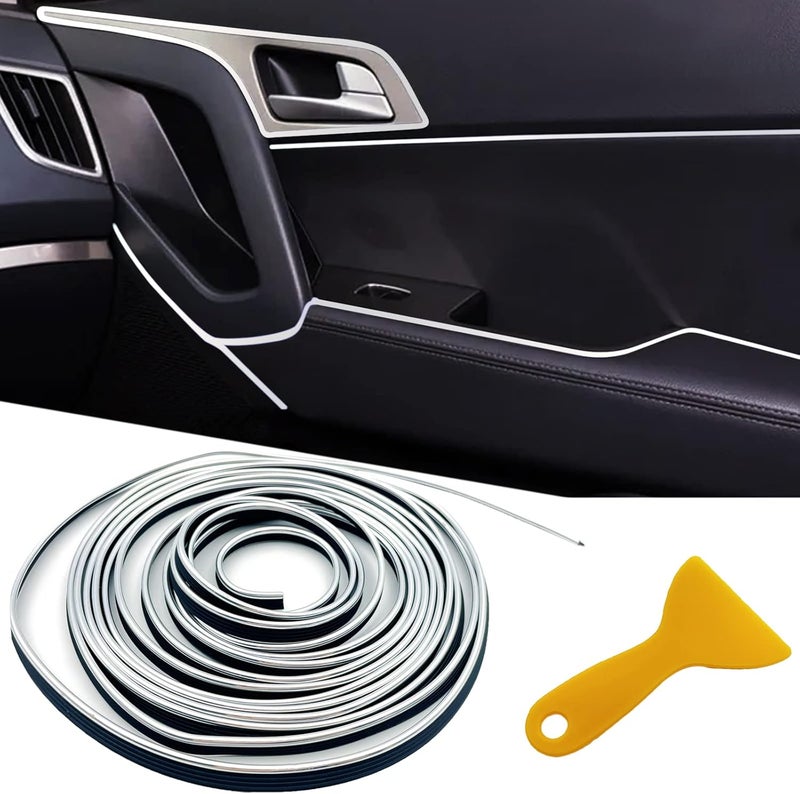 OSIFIT Car Interior Trim Strips - 16.4 ft Silver Decoration - Image 1