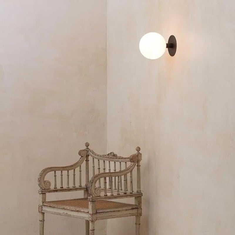 Medieval Style Golden White Milk Glass Semi-flush Mount Ceiling Lamp, Retro Gold Wall Lamp - Image 2