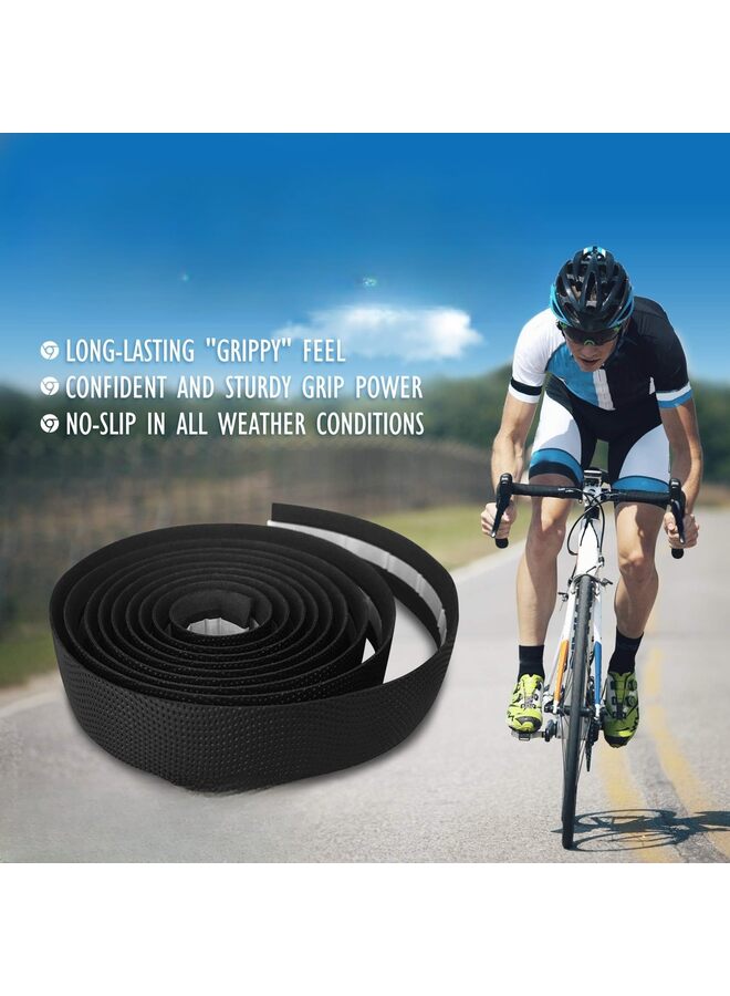 LAMAY Bike Handlebar Tape PU (Set of 2) Black White - Enhance Your Bike Grip with These Bicycle Handle bar Tape - Wrap Your Bike for an Awesome Comfortable Ride(BLACK) - Image 3