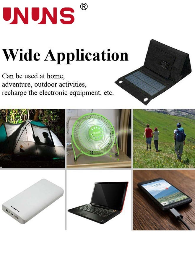 UNUNS 20W Foldable Solar Panel Bag,4 Fold Charging Bag for Emergency Charging,Outdoor Portable Charging Panel For Mobile Phone or Mini Fan,Black - Image 4