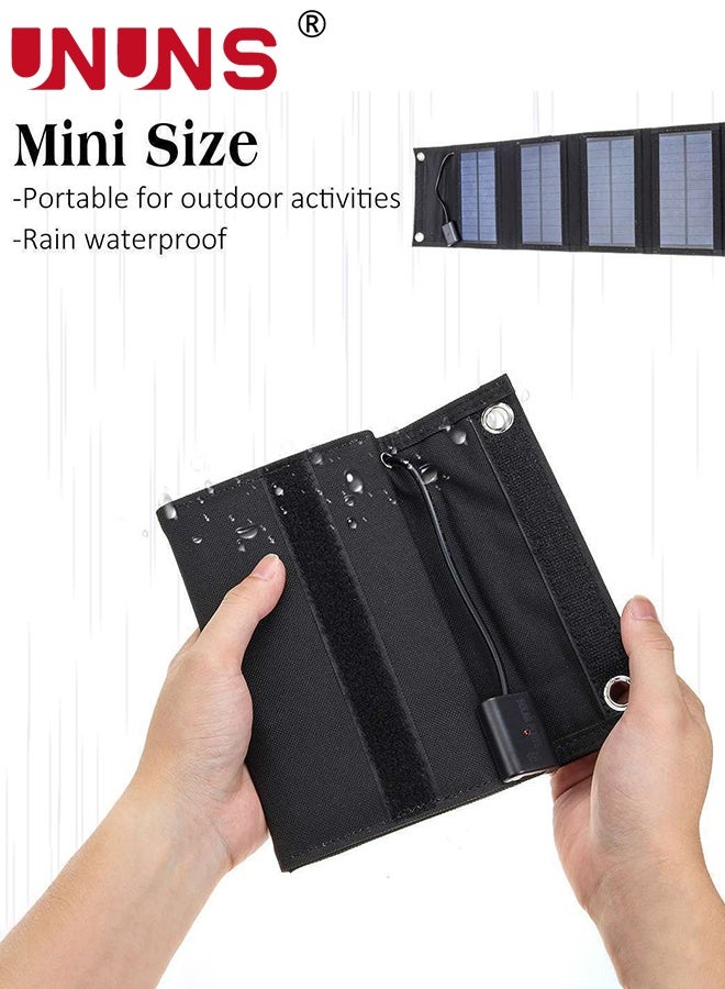 UNUNS 20W Foldable Solar Panel Bag,4 Fold Charging Bag for Emergency Charging,Outdoor Portable Charging Panel For Mobile Phone or Mini Fan,Black - Image 5