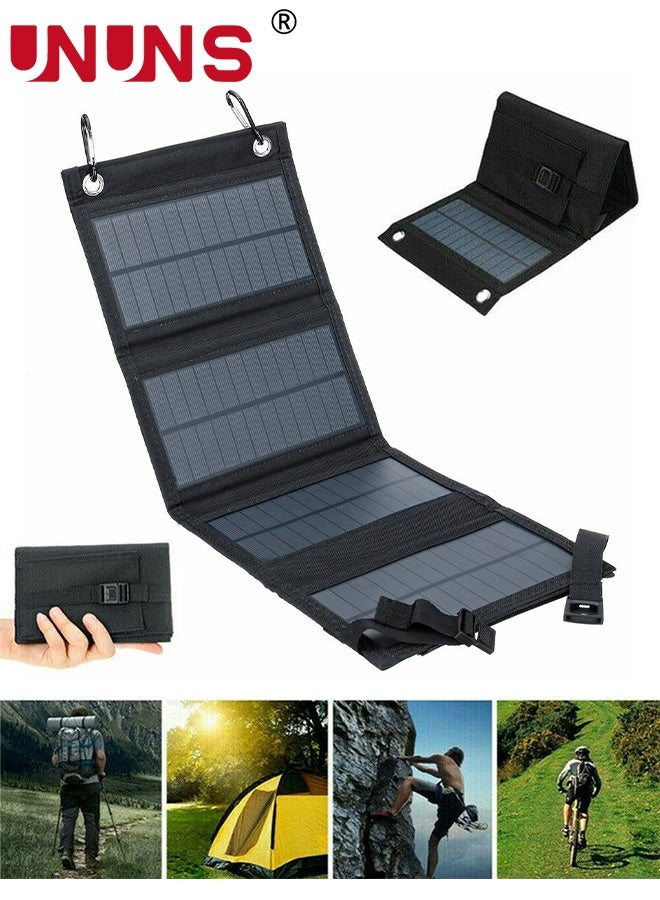 UNUNS 20W Foldable Solar Panel Bag,4 Fold Charging Bag for Emergency Charging,Outdoor Portable Charging Panel For Mobile Phone or Mini Fan,Black - Image 1