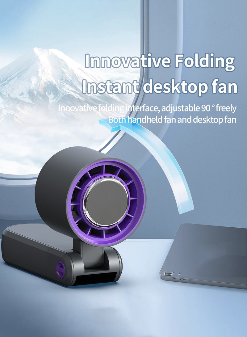 لوتيك مروحة صغيرة محمولة باليد من أشباه الموصلات Ice Sense، مروحة صغيرة محمولة تدوم طويلاً 4000 مللي أمبير في الساعة 100 سرعة متغيرة بدون خطوات، تبريد سريع قوي وفعال للرياح، قابلة للطي مع حبل تبريد ضاغط تبريد مروحة صغيرة من النوع C سريعة الشحن في المنزل والمكتب في الهواء الطلق أداة تبريد سحرية - Image 3