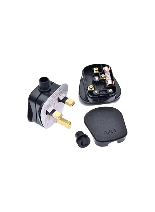 PROMASS promass UK 13 A Fused Mains with Cord Grip Rewireable Plugs Black 3 Pin UK Mains Top Plug 13A 13 AMP Appliance Power Socket Fuse Adapter Household Black - Pack of 2  - Image 5