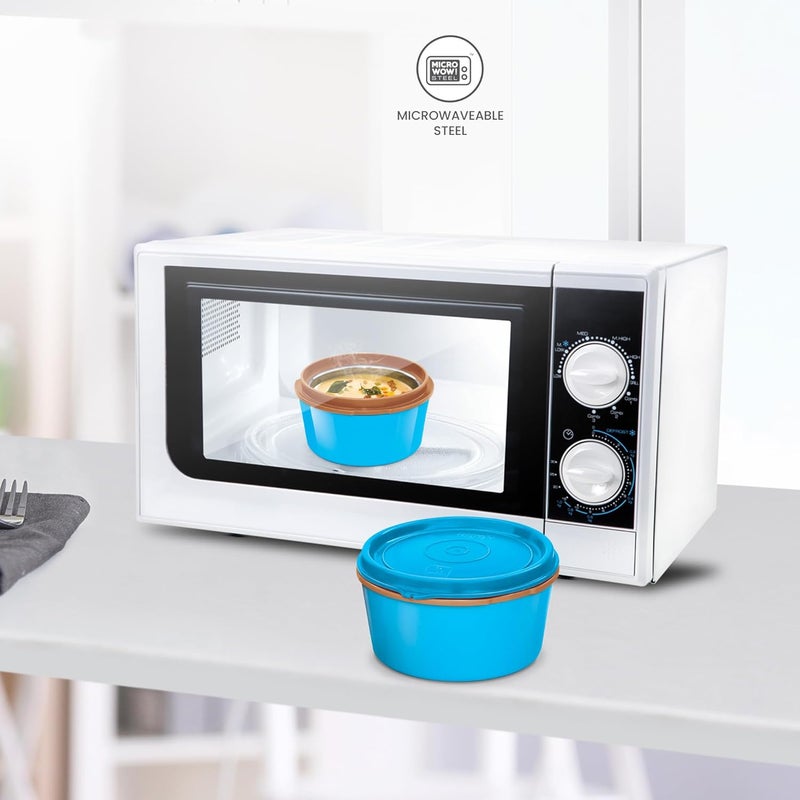 Milton MILTON Flexi 3+1 Lunch Box with Insulated Fabric Jacket, 4 Inner Stainless Steel Containers (180 ml, 320 ml, 320 ml, 450 ml), Microwave Safe & Leak-Proof Tiffin for Office, School, College, Blue  - Image 5