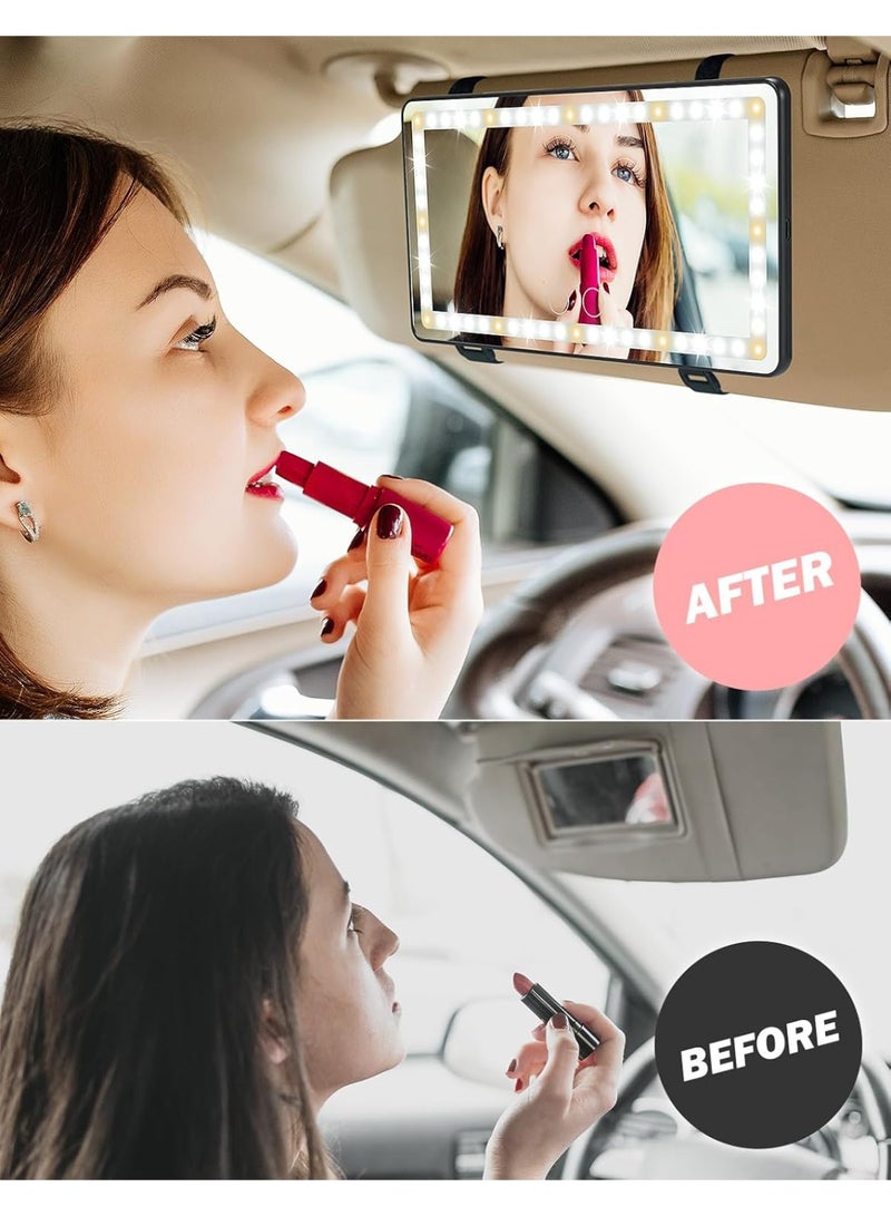 Arabest Car Sun Visor Vanity Mirror With Lights, 3 Light Modes & 60 LEDs, Rechargeable Dimmable Touch Control Travel Makeup Mirror for Truck SUV - Image 5