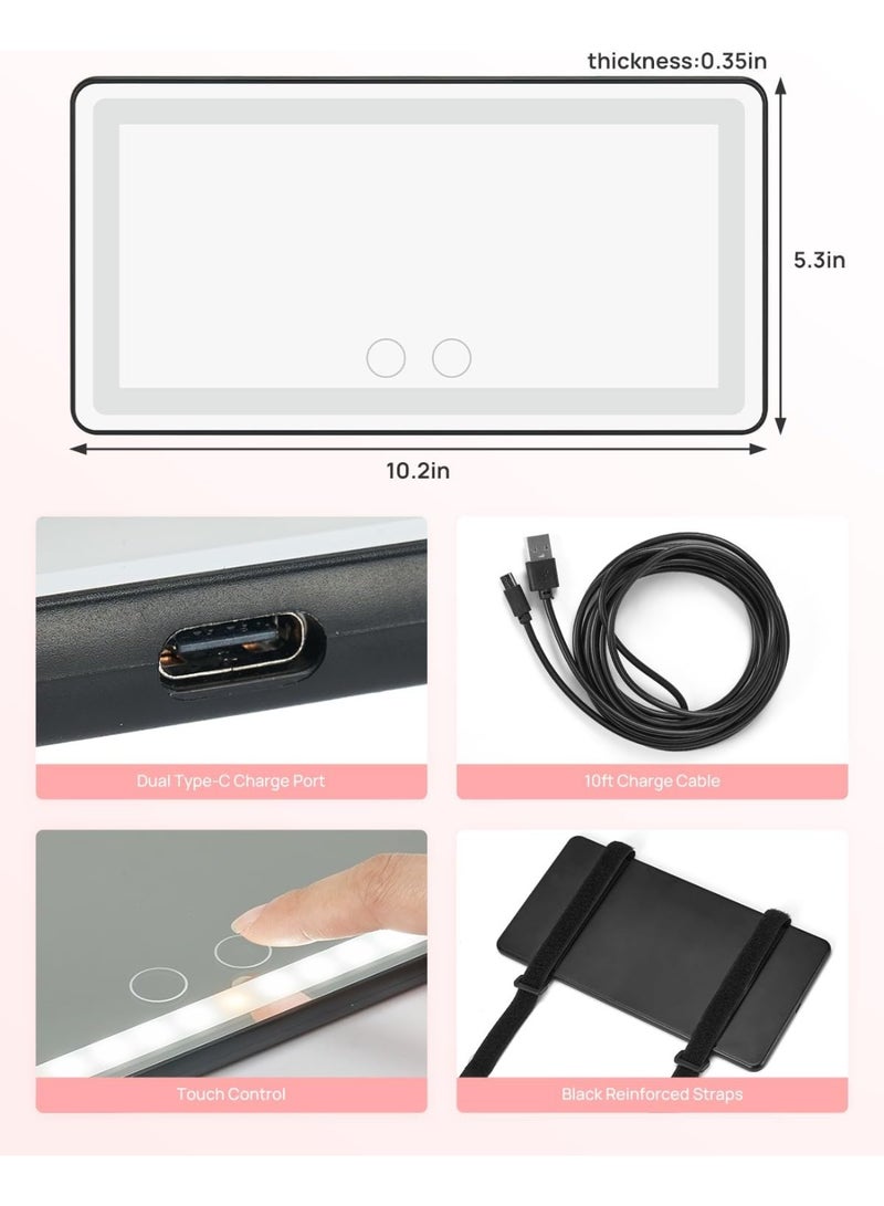 Arabest Car Sun Visor Vanity Mirror With Lights, 3 Light Modes & 60 LEDs, Rechargeable Dimmable Touch Control Travel Makeup Mirror for Truck SUV - Image 4