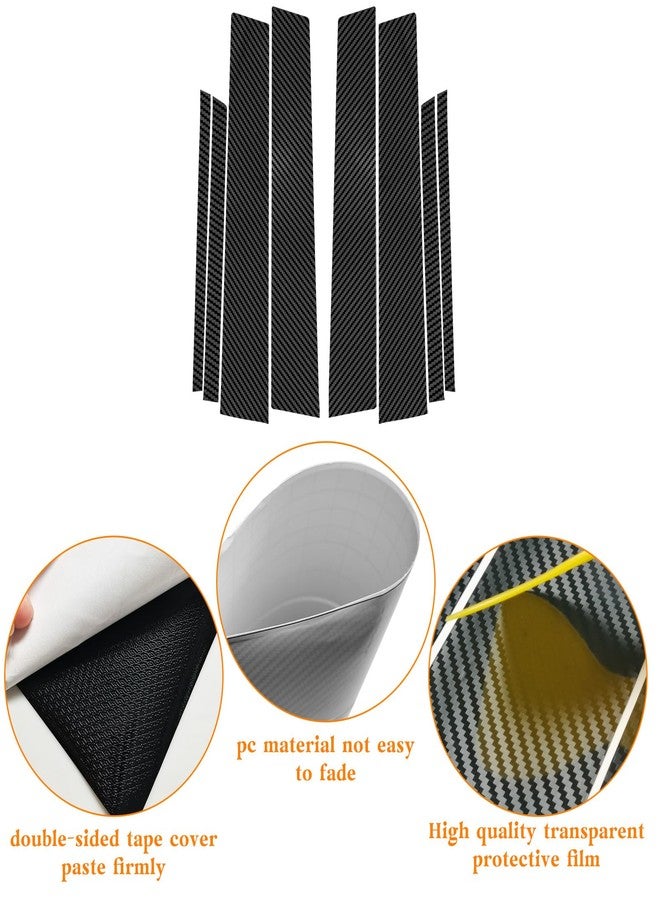 Bilisin Carbon Fiber Black Door Window Pillar Posts Trim Kit Compatible with Toyota RAV4 2013-2018 Accessories, AntiScratched Center B Pillar Molding Cover Stickers 8Pcs - Image 3