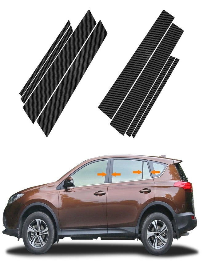 Bilisin Carbon Fiber Black Door Window Pillar Posts Trim Kit Compatible with Toyota RAV4 2013-2018 Accessories, AntiScratched Center B Pillar Molding Cover Stickers 8Pcs - Image 1