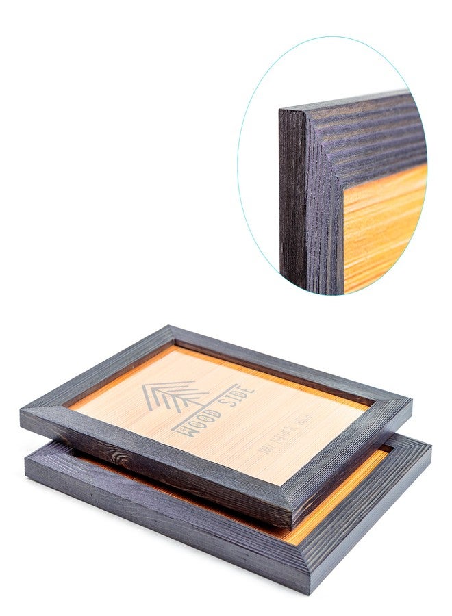 Woodside Rustic Wooden Picture Frame 11x14-100% Natural Solid Eco Distressed Wood for Wall Mounting Photo Frame - Dark Grey - Image 3