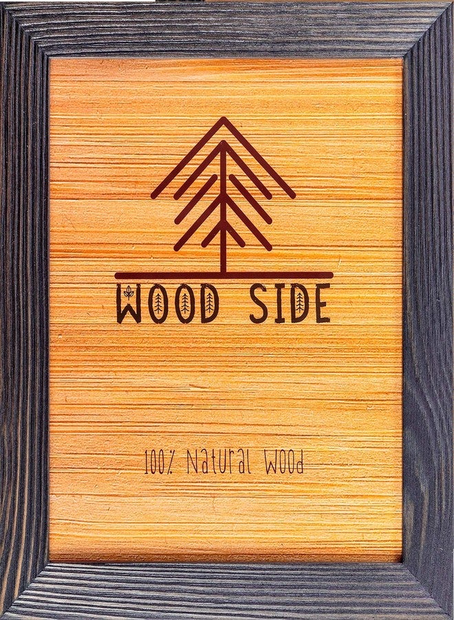 Woodside Rustic Wooden Picture Frame 11x14-100% Natural Solid Eco Distressed Wood for Wall Mounting Photo Frame - Dark Grey - Image 1