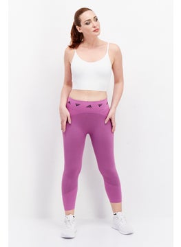 Adidas Women Tight Fit Brand Logo Training Leggings, Purple  - Image 3