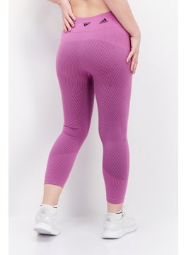 Adidas Women Tight Fit Brand Logo Training Leggings, Purple  - Image 4