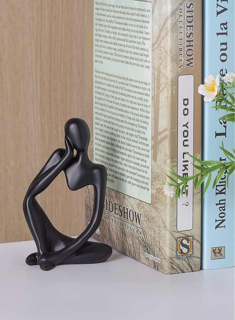HOME TASTE Home Taste Thinker Statue Abstract Statues Home Decor Abstract Sculpture Resin Statues Modern Shelf Decor Desktop Sitting Desktop Thinker Statue Abstract Sculpture Statue(3- Pieces Set) (Black Colour)  - Image 4