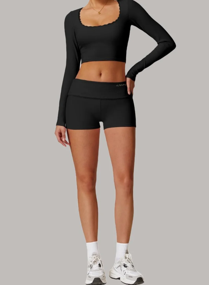 Womens Mid Waist Contour Workout Sport Yoga Shorts