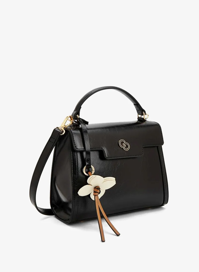 Celeste BLACK Solid Satchel Bag With Detachable Strap for Women | Best Price UAE