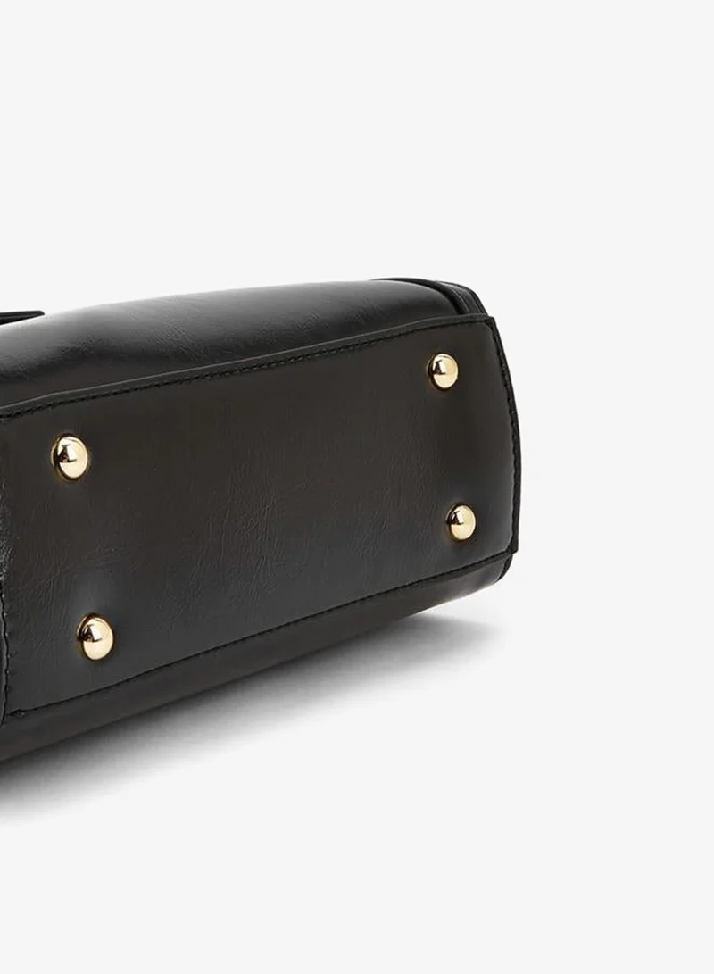 Celeste BLACK Solid Satchel Bag With Detachable Strap for Women | Best Price UAE