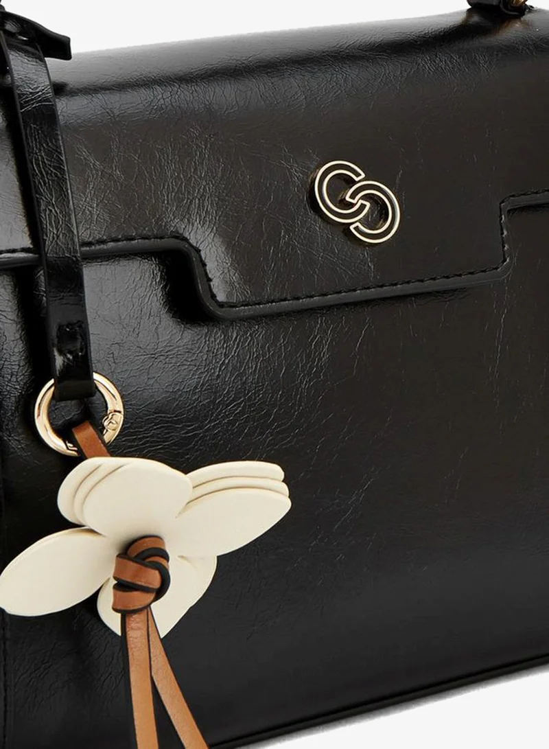 Celeste BLACK Solid Satchel Bag With Detachable Strap for Women | Best Price UAE