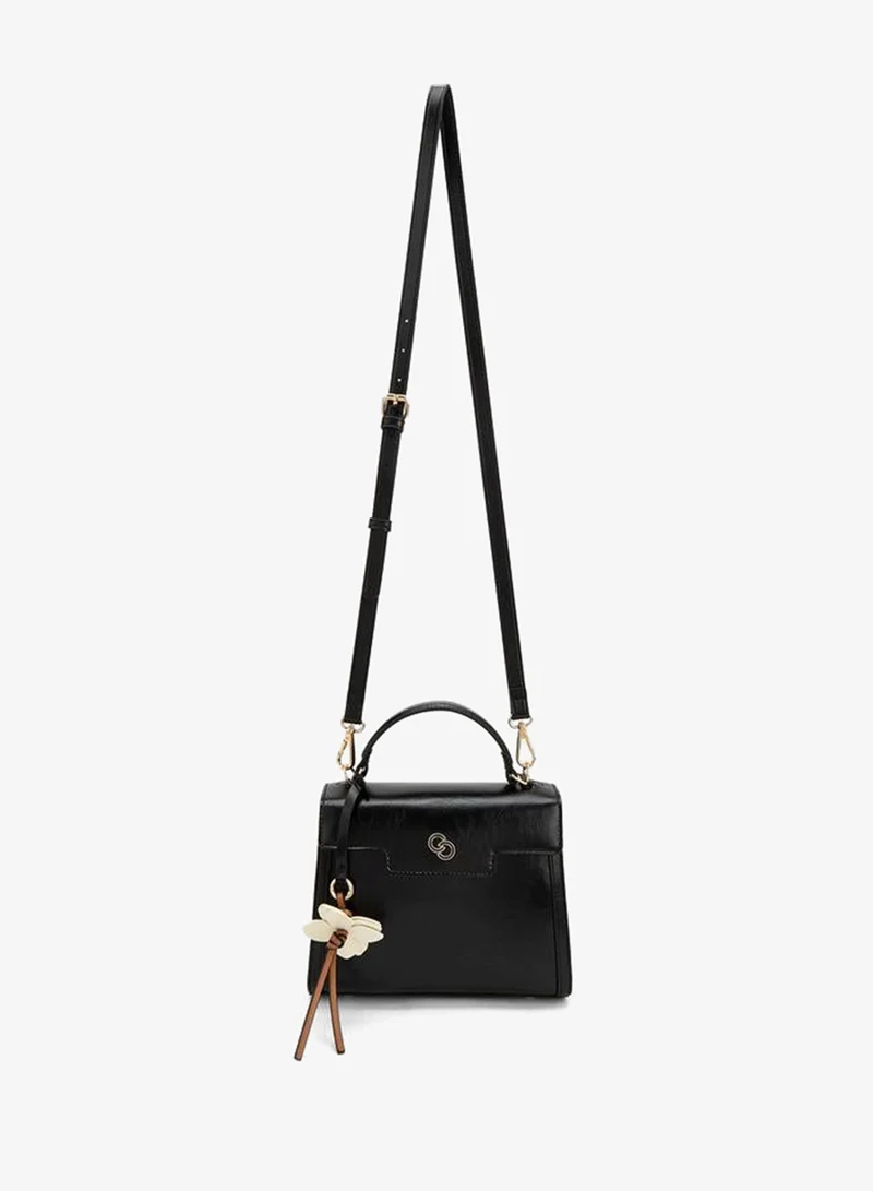 Celeste BLACK Solid Satchel Bag With Detachable Strap for Women | Best Price UAE