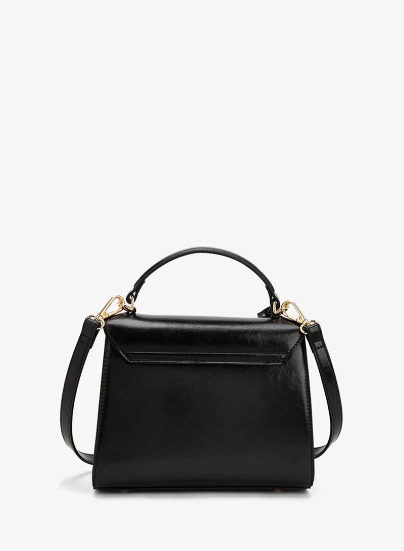 Celeste BLACK Solid Satchel Bag With Detachable Strap for Women | Best Price UAE