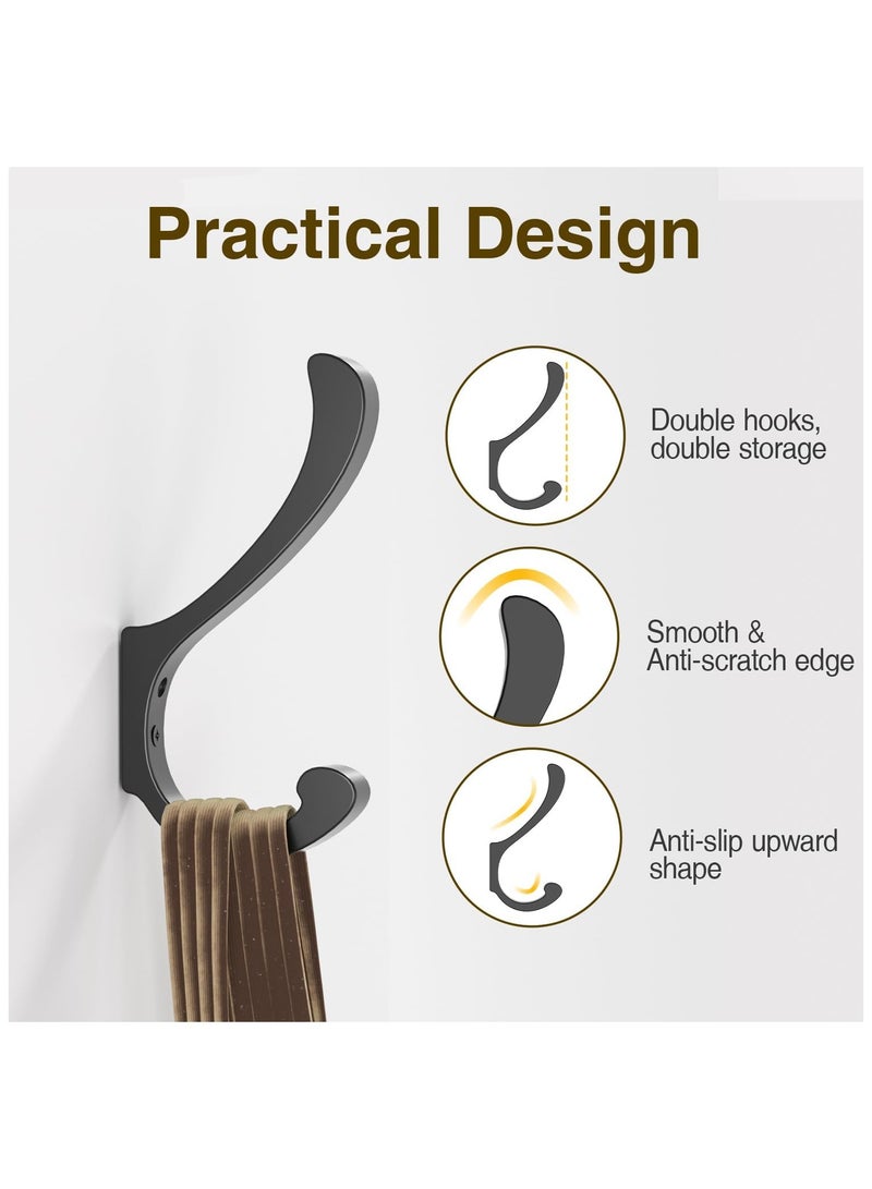 مجموعة من 4 خطافات  للمعاطف مثبتة على الحائط - خطافات حائط ل الملابس الثقيلة (30 رطلاً) خطافات حائط كبيرة ل المناشف وحقيبة الظهر والقبعة والسترة وحقيبة المفاتيح والمحفظة والملابس والروب ومقود الكلب - Image 4