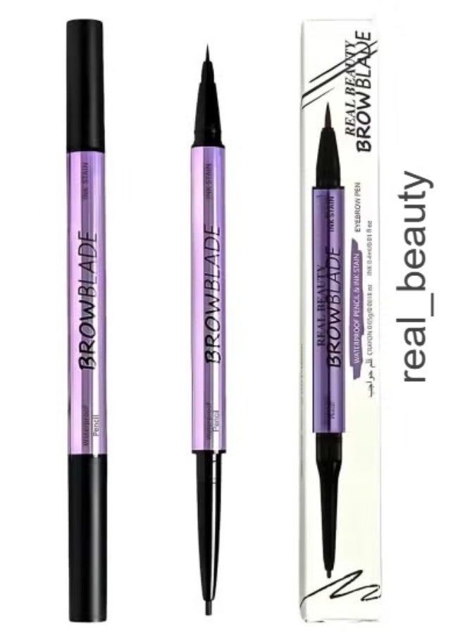 ريال بيوتي ريل بيوتي قلم حواجب سائل وجل مزدوج 002 بني غامق - Image 1