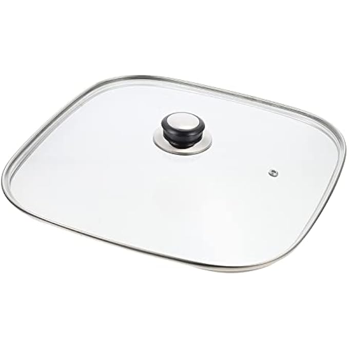 دويتول غطاء زجاجي مربع لمقالي الشواء مقاس 118 بوصة 30 سم، غطاء مقلاة مربع شفاف من الزجاج المقوى مزود بفتحات تهوية مع مقبض، غطاء بديل لأواني الطهي - Image 2