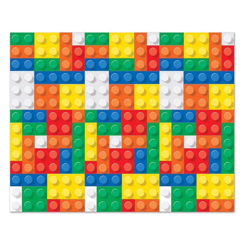 Beistle Building Blocks Wall Backdrop 4 x 30 Photo Backdrop Easy to Adhere Wall Covering Party Decor Colorful Backdrop Building Blocks Party Supplies Birthday Party Backdrop - Image 2