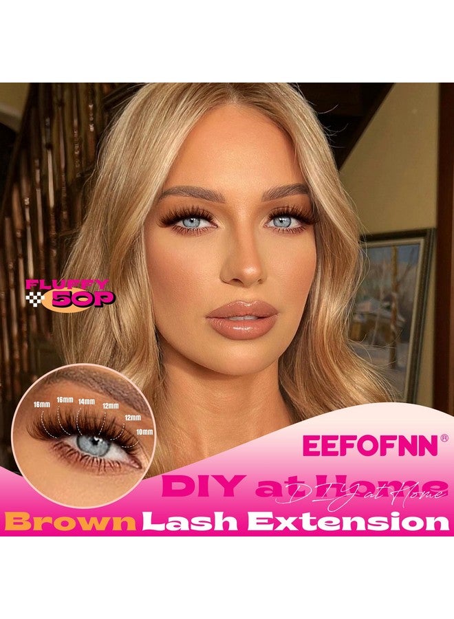 Eefofnn Brown Eyelash Clusters Kit 300 Pcs Natural Lash Clusters Kit 30P+40P+50P Brown Cluster Eyelash Extensions Kit Wispy Individual Lashes Bond and Seal Glue Fluffy Lashes Extension Kit DIY at Home - Image 5