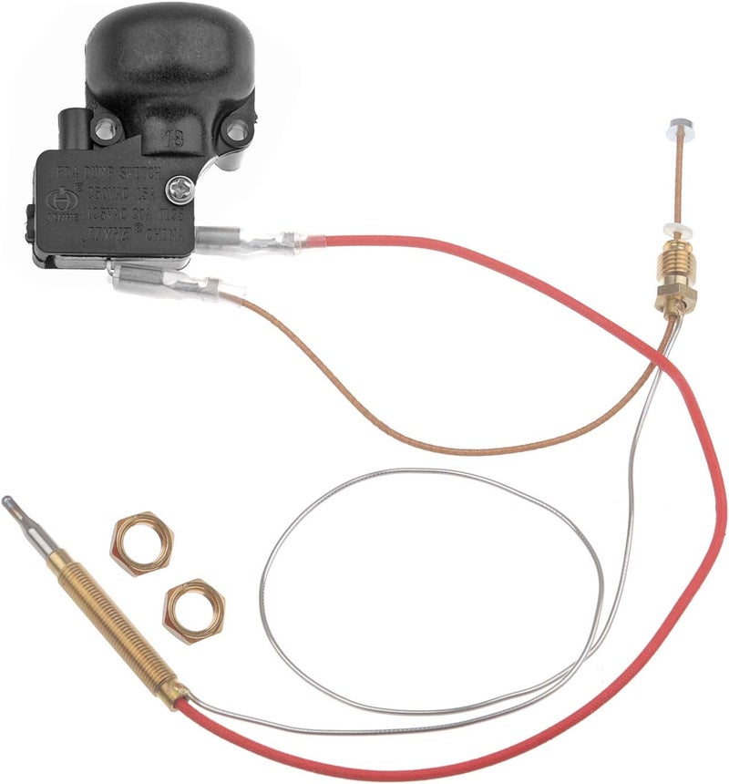 Timsec Outdoor Patio Heater Thermocouple Sensor and Tip Over Switch, with M8 x 1 End Connection Nuts, M6 x 0.75 Thermocouple Head Thread and 2 Screw Nuts, 16.2" Length Wire and 0.25'' Flat Terminal - Image 1