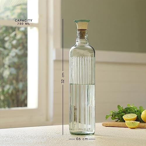 Ellementry Cove Glass Water Bottle with Wooden Cork (750 ml) Leakproof & Transparent Water Bottle for Fridge, BPA Free Stylish Unique Juice Bottle for Gifting, Glass Bottle for Office, Home & Gifting - Image 4
