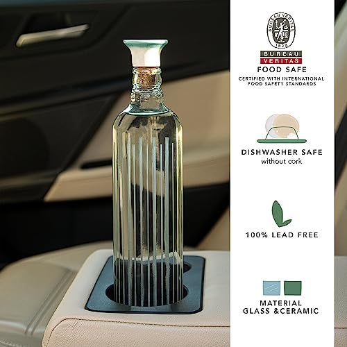 Ellementry Cove Glass Water Bottle with Wooden Cork (750 ml) Leakproof & Transparent Water Bottle for Fridge, BPA Free Stylish Unique Juice Bottle for Gifting, Glass Bottle for Office, Home & Gifting - Image 2