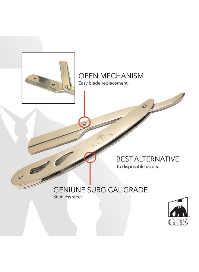 G.B.S .B.S Men’S Wet Shaving Kit Interchangeable Shaving Razor Synthetic Badger Hairbrush Mesh Travelling Toiletry Bag Shavette Razor - Image 3