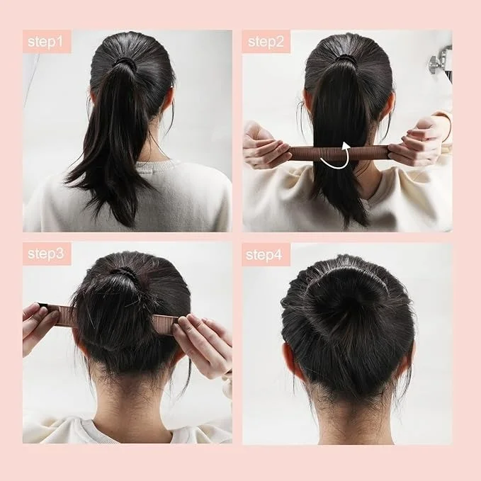 Efna Store French Bun and Ballerina Bun Making Device, Flexible Wire Inside and Synthetic Wig Detail on Top