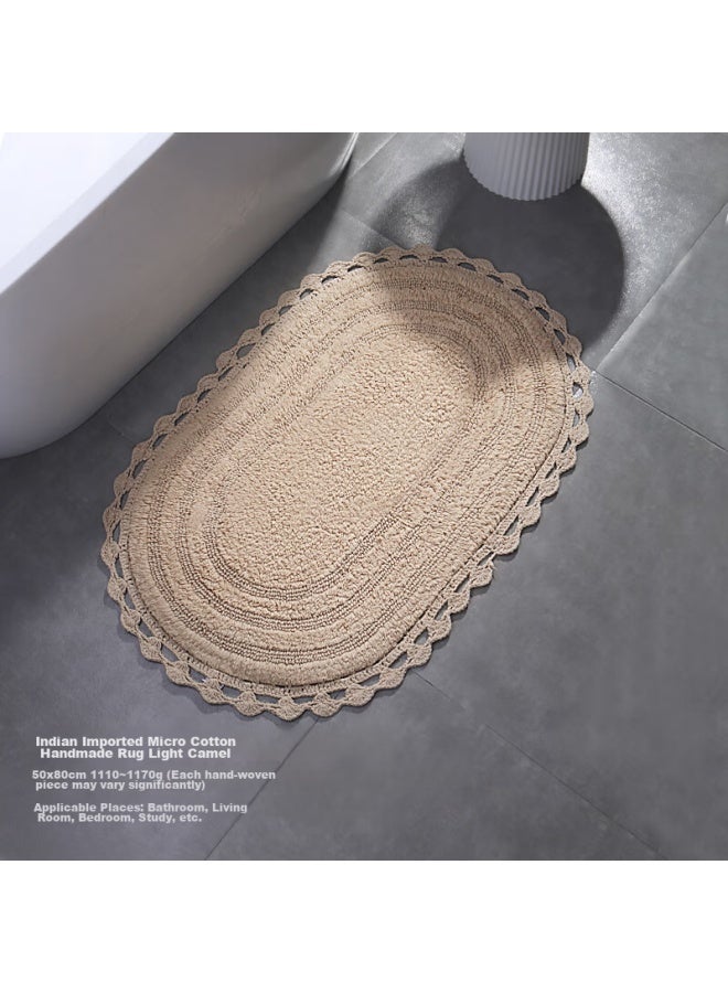 Amarelle Long-staple Cotton Mat With Orchid Pattern, Non-slip, Absorbent, Quick-drying, For Home Use, Mat08, Light Camel Color - Image 1
