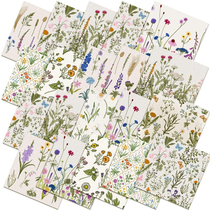 Hahafelt 10 Pcs 18 x 22 Inch Wildflower Fat Quarters Floral Quilting Fabric Bundles Wildflower Floral Fabric Squares Spring Flower Precut Patchwork Quilting Strips for Spring Summer Craft Sewing DIY - Image 2