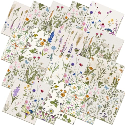 Hahafelt 10 Pcs 18 x 22 Inch Wildflower Fat Quarters Floral Quilting Fabric Bundles Wildflower Floral Fabric Squares Spring Flower Precut Patchwork Quilting Strips for Spring Summer Craft Sewing DIY - Image 1