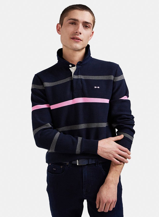 Eden Park Regular fit striped cotton polo neck sweater  - Image 2