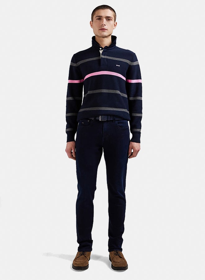 Eden Park Regular fit striped cotton polo neck sweater  - Image 3