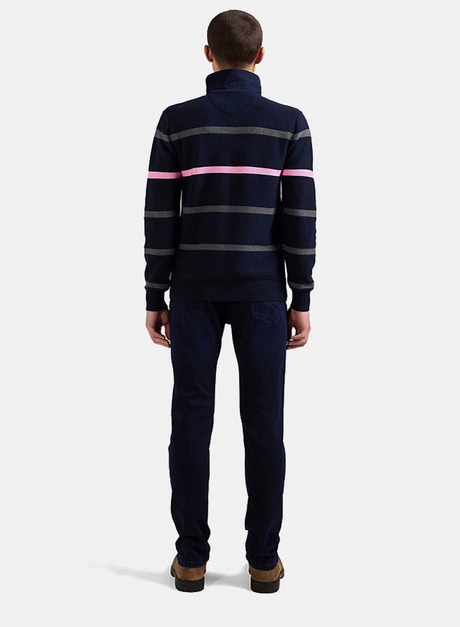 Eden Park Regular fit striped cotton polo neck sweater  - Image 5