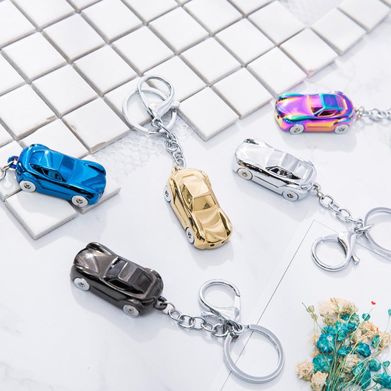 Silver Color 3 Realistic Metal Car Keychain Compact Charm for Daily Use - Image 3
